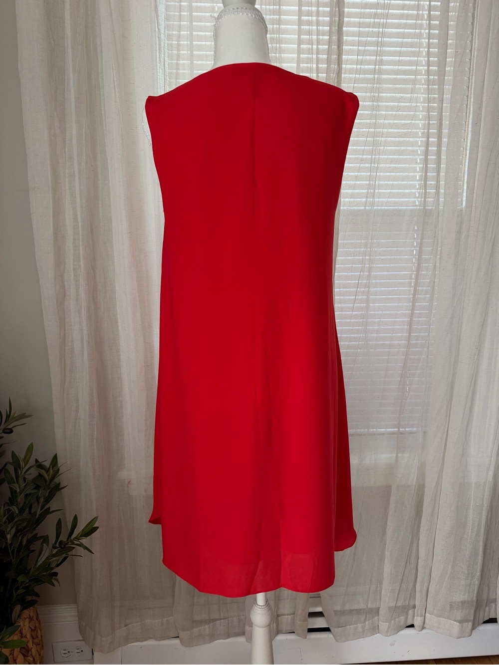 BCBGMaxAzria Red Lace-Trim V-Neck Mini Dress - Picture 4 of 13